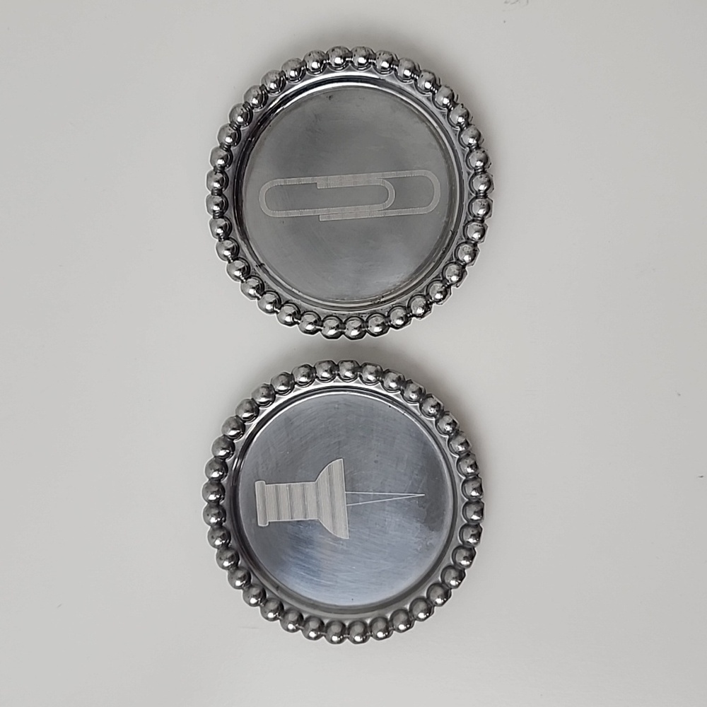 Mud Pie Tack and Paperclip Round Tray Silver